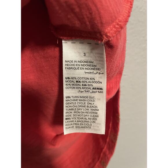 Chicos Womens Top Size 3 US XL Coral Pineapple Print Short Sleeve Artsy FLAW - Picture 5 of 8